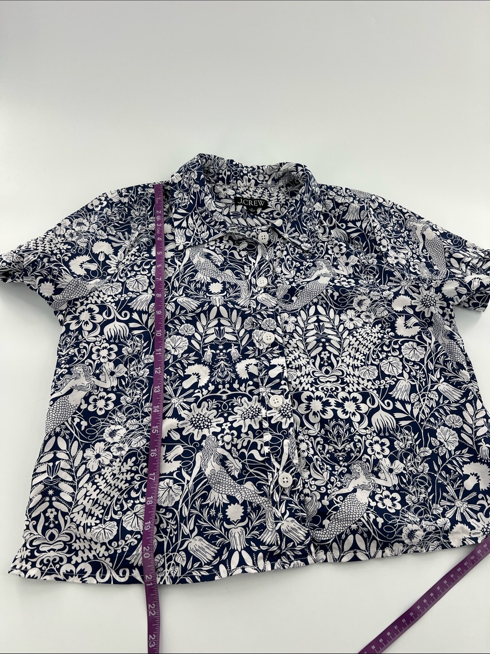 J Crew Gamine cotton poplin shirt in mermaid floral beach resort vacation - Picture 6 of 8
